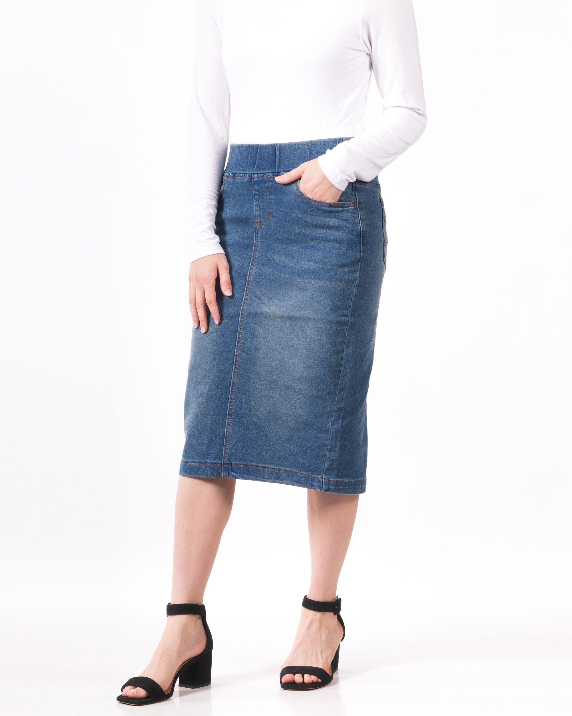 Ava's Vintage Wash Denim Skirt