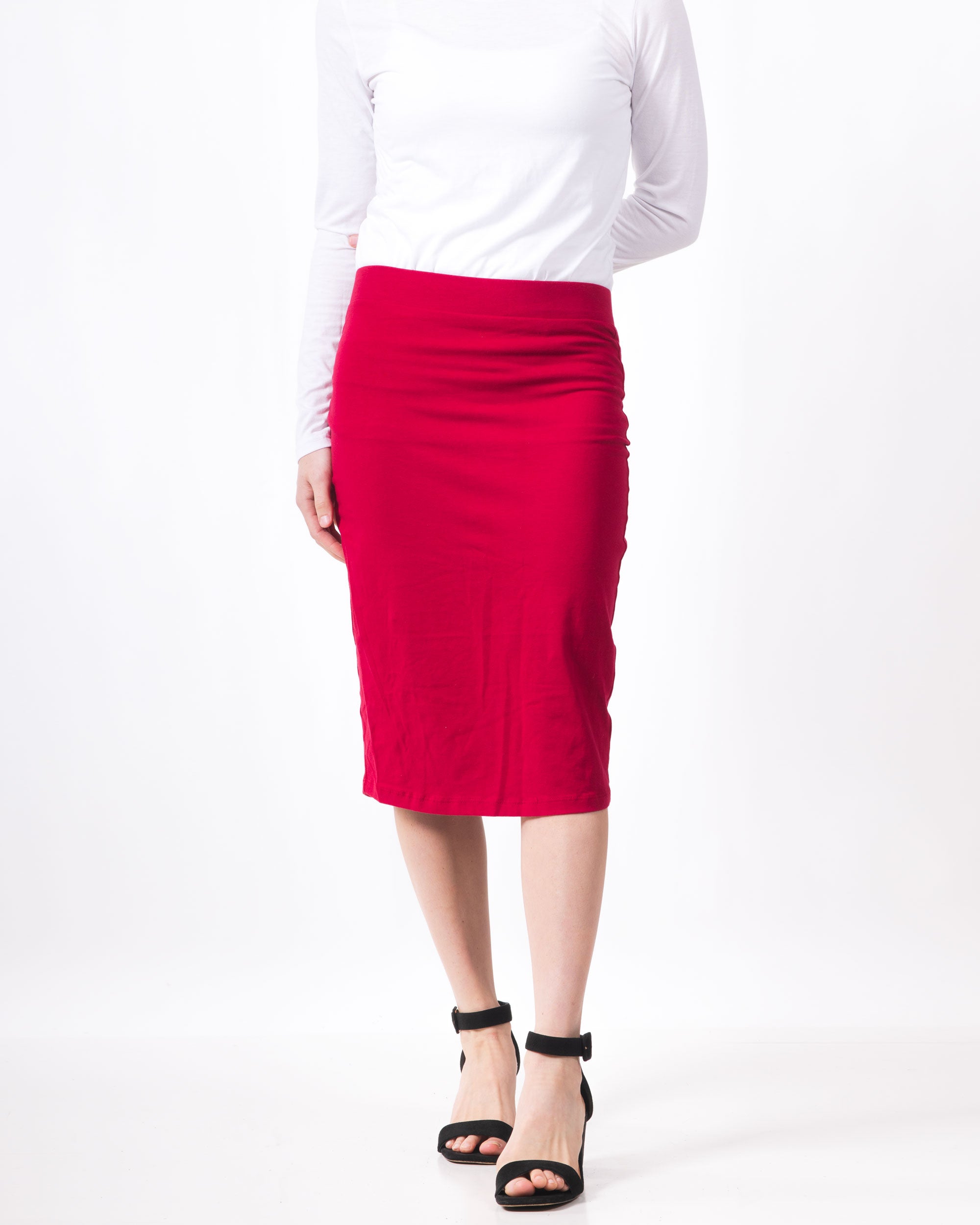 Cranberry Pencil Skirt