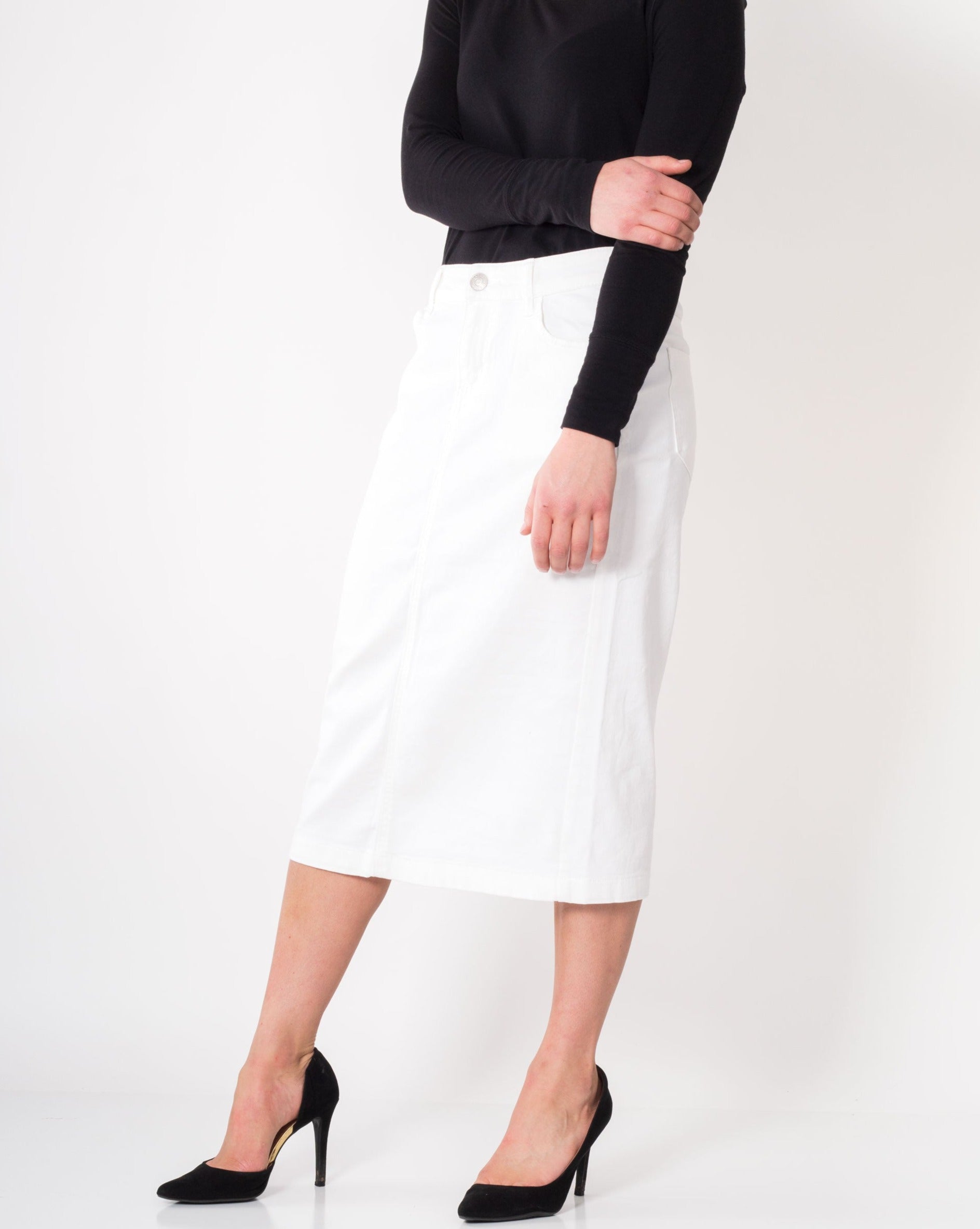 White Denim Skirt